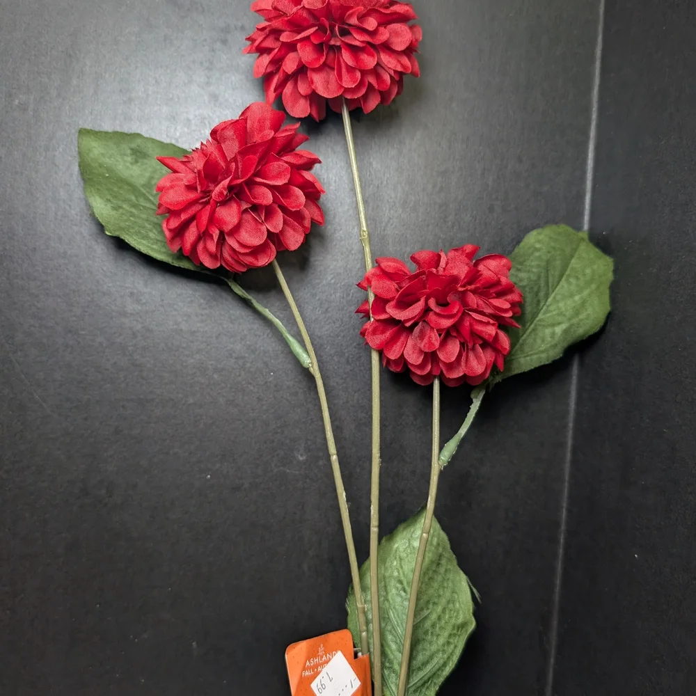 Dark Red Dahlia Stems Ashland Michaels Scarlet Faux Floral Scarlet Flowers